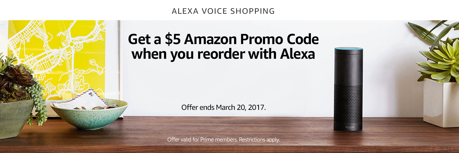 promo code for reorder with Amazon Alexa